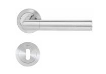 Griffwelt Como Drücker-Garnitur mit Rosetten fest drehbar gelagert, Edelstahl pol/matt