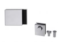 Griffwerk PURISTO S Ganzglastürbeschlagset - 3-teiliger Bandsatz - ohne Griff, mit Türschnäpper Nr. 2/Feststellset