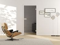 Griffwerk Glasdrehtür ESG Smoked Grey 510 Studio/Office - Moon Grey klar (DIN L/R)