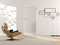 Griffwerk Glasdrehtür VSG Silky Mesh 569 Studio/Office - Pure White klar (DIN L/R)