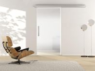 Griffwerk Glasschiebetür ESG Frosted Flow 820 - Pure White teilmattiert