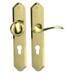 Griffwerk Wechselgarnitur AMADEUS Deko-Schraube Langschild Freiform Knopf R21 Messing-Optik