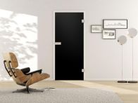 Griffwerk Glasdrehtür VSG Piano Black 517 Studio/Office - Pure White / Schwarz blickdicht (DIN L/R)