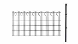 Hadra Erweiterungsset Doppelstabmatte SMALL 2m, Anthrazit mit Dekor Ornament Karo