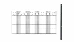 Hadra Erweiterungsset Doppelstabmatte SMALL 2m, Anthrazit mit Dekor Ornament Kreis