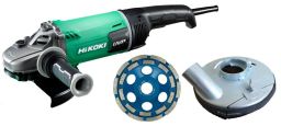 Hikoki Winkelschleifer + Diatopf 180  mm 2600W Anlaufstrombegrenzung + Betonabsaughaube (G23UDY2ASHT)
