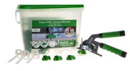 Hufa Fliesennivelliersystem Starterset mit 100 Laschen, 100 Kappen und Nivellierzange