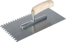 Hufa Glättekelle gezahnt aus Stahl mit Holzgriff - 280x130 mm