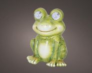 Kaemingk Solar Frosch polyresin Dauerbetrieb Farben/Kalt Weiss - L: 17,2 cm x B: 20 cm x H: 24,5 cm