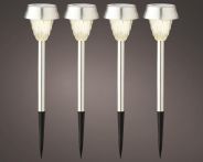 Kaemingk Solar Stabbeleuchtung edelstahl Dauerbetrieb Stainless Steel/Warm White - Ø: 8 cm x H: 24 cm