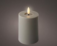 Kaemingk LED Kerze Wachs plastik Flacker-Effekt Outdoor Grau/Warm Weiss - Ø: 7,5 cm