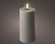Kaemingk LED Kerze Wachs plastik Flacker-Effekt Outdoor Grau/Warm Weiss - Ø: 7,5 cm
