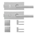 Karcher Design Glastürschloss Drücker EGS28360Q 71 unverschließbar mit Bändern und Rahmenteilen | Edelstahl matt