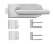 Karcher Design Glastürschloss Drücker EGS28370 71 unverschließbar mit Bändern und Rahmenteilen | Edelstahl matt