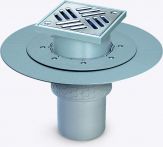 KESSEL Ablauf Practicus DN100 mit Klebefläche | Senkrecht | Rahmen aus Edelstahl | Nr.: 45218.11