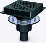 KESSEL Parkdeckablauf Ecoguss mit Pressdichtungsflansch ohne Geruchsverschluss | Senkrecht | Eckig