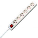 Kopp Steckdosenleiste 6xSchuko + Schalter für Innenbereich, Zuleitung 1,4m/1,5mm² - Weiß