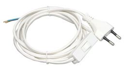 Kopp Euro Zuleitung mit Schnurzwischenschalter - Arktis-Weiß