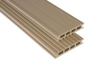 Kovalex WPC-Terrassendiele Exklusiv Sandfarben mattiert - 145x26 mm | Längen-Zuschnitt