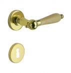 Lienbacher Langschildgarnitur Strassburg-R Messing poliert elettroforesi Griff weiss