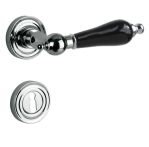 Lienbacher Langschildgarnitur Strassburg-R Messing verchromt Griff Porzellan schwarz