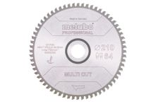Metabo Kreissägeblatt HW/CT 210 x 30 x 2,4/1,6, Zähnezahl 64, Flach-Trapezzahn, Spanwinkel 5° neg. (628082000)
