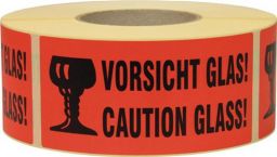 NW Hinweisetikett Vorsicht Glas L.145 mm,B.70mm rot 1000 St./Rolle (3000265571)