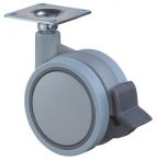 NW Kunststoffdoppelrolle m.Feststeller D.60mm Trgf.35kg m.Platte Ku.grau (3000275032)