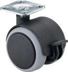 NW Kunststoffdoppelrolle m.Feststeller D.50mm Trgf.50kg m.Platte m.Feststeller Ku. (3000275098)