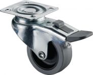 NW Lenkrolle m.Feststeller D.50mm Trgf.35kg m.Platte Gleitlager Gum.grau (3000275193)