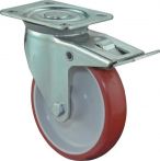 NW Lenkrolle D.80mm Trgf.125 kg m.Feststeller PU Platte L104xB80mm Farbe Rl.rot (3000275560)