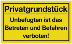 NW Hinweiszeichen Privatgrundstück L400xB250mm gelb schwarz Ku. (3000277325)