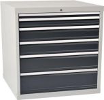 NW Schubladenschrank H1019xB1005xT736mm lichtgrau/anthrazitgrau 6 Schubl.Vollauszug (9000426005)