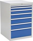 NW Schubladenschrank H1019xB705xT736mm lichtgrau/signalblau 7 Schubl.Vollauszug (9000426008)