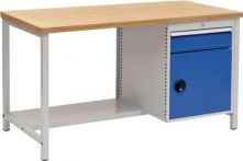 NW Werkbank grau/blau B1500xH859xT750mm Buche Multiplex 40mm 1Schubl.1Türen (9000426060)