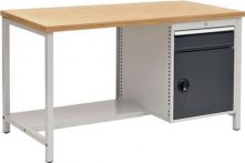 NW Werkbank grau/anthrazitgrau B1500xH859xT750mm Buche Multiplex 40mm 1Schubl.1Tür (9000426061)