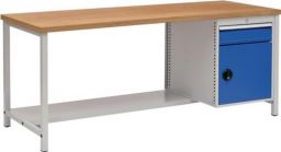 NW Werkbank grau/blau B2000xH859xT750mm Buche Multiplex 40mm 1Schubl.1Tür (9000426068)