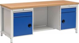 NW Werkbank grau/blau B2000xH859xT750mm Buche Multiplex 40mm 2 Schubl.2 Türen (9000426072)