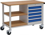 NW Werkbank B1200xT540xH859mm Buche Multiplex lichtgrau signalblau Anz.Schubl.5 (9000426080)