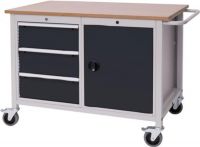 NW Werkbank B1250xT750xH935mm Buche Multiplex lichtgrau anthrazitgrau 3Schubl. 1Tür (9000426085)