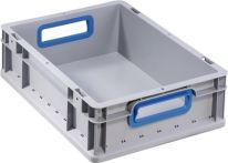 NW Transportstapelbehälter L400xB300xH120mm grau PP offener Griff blau (9000448250)