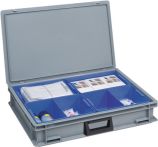 NW Ku.-Koffer L600xB400xH133mm PP 1 Griff 4Einsatzkästen+Schiebeverschluss grau 24l (9000447899)