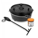 Petromax Feuertopf Dutch Oven Set Pflegepaste Deckelheber FT6 mit Füßen