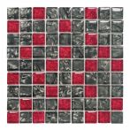 HPH Placke Mosaik VETROLUSSO-NR 3x3 nero/rosso glzd. 30x30x0,8 cm Art. 14939
