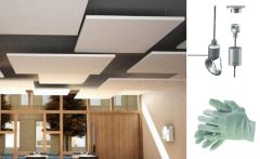 Rockfon Eclipse Deckensegel - Paket mit Abhangset und Handschuhen