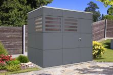 Skan Holz CrossCube Gartenhaus Brisbane Schiefergrau