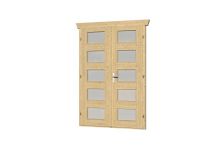 Skan Holz Doppeltür mit Milchglas 28 mm, 123,4x193 cm - Natur