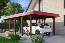 Skan Holz Carport Spreewald mit roter Blende