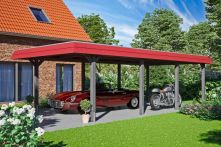 Skan Holz Carport Wendland mit roter Blende