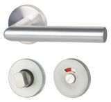 Süd-Metall WC Rosettengarnitur Natascha-R F1 eloxiert mit Sichtfenster rot/weiß